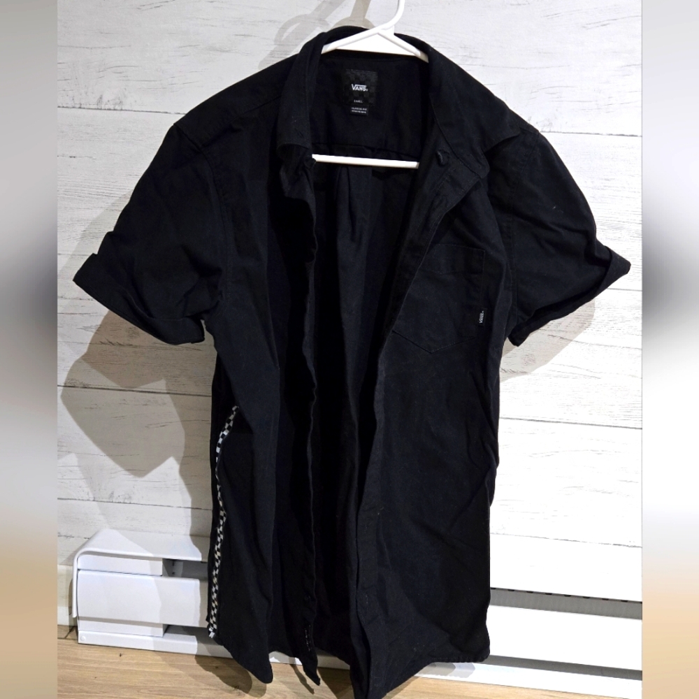 Vans Black shirt with checkerboard sides, Size S